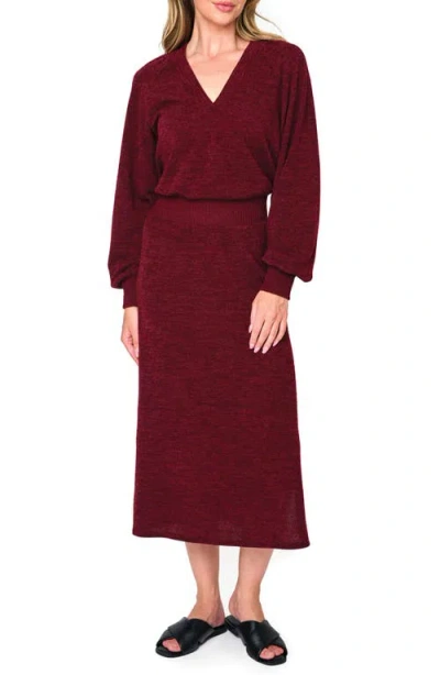 Gibsonlook Long Sleeve Sweater Dress In Red Wine