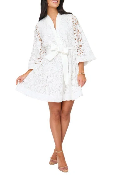 Gibsonlook Lovely In Lace Tie Belt Dress In White