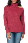 Gibsonlook Metallic One Shoulder Sweater In Burgundy
