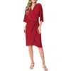 Gibsonlook Metallic Wrap Front Knit Dress In Red