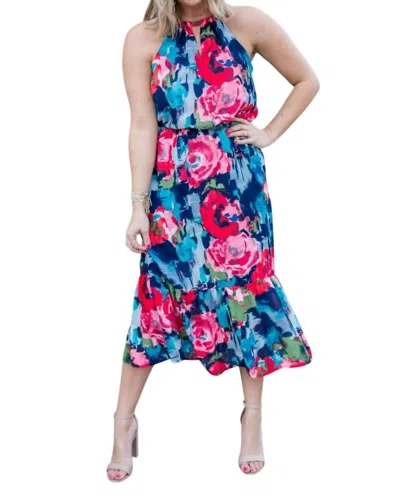 Gibsonlook Midi Angela Floral Print Halter Dress In Multicolor