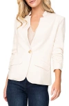 GIBSONLOOK NOTCHED NECK RUCHED SLEEVE LINEN BLEND JACKET