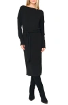 Gibsonlook One-shoulder Long Sleeve Midi Sweater Dress In Black