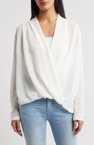 Gibsonlook Open Stitch Surplice Sweater In White