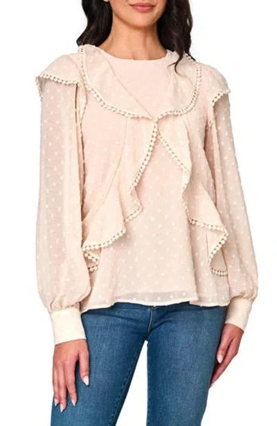 GIBSONLOOK GIBSONLOOK OPHELIA RUFFLE CLIP DOT CHIFFON TOP