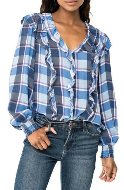 Gibsonlook Plaid Ruffle Shirt In Blue