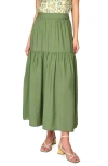 Gibsonlook Playa Floral Tiered High Waist Maxi Skirt In Green