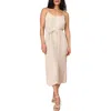 Gibsonlook Pleated Midi Dress In Latte Animal Dot