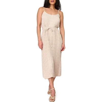 Gibsonlook Pleated Midi Dress In Latte Animal Dot