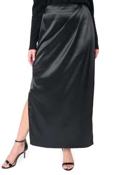 Gibsonlook Pleated Satin Maxi Skirt In Black