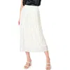 Gibsonlook Pleated Satin Midi A-line Skirt In Ivory