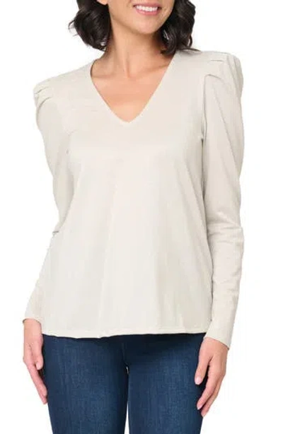 Gibsonlook Pleated Shoulder Knit Top In Neutral