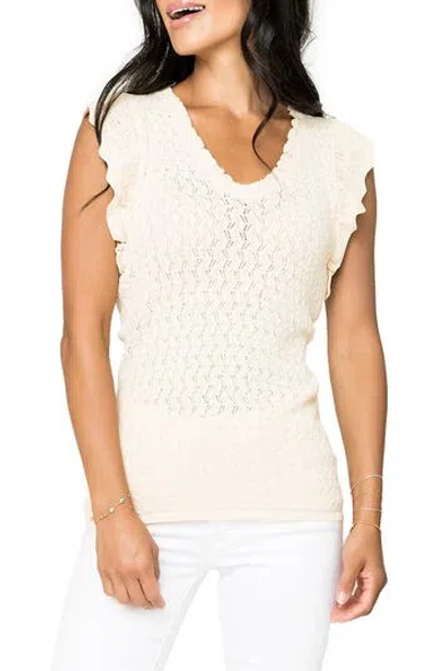 Gibsonlook Pointelle Sleeveless Sweater In Brown