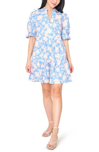 Gibsonlook Puff Sleeve Dress In Blue
