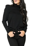 Gibsonlook Puff Sleeve Rib Turtleneck In Black