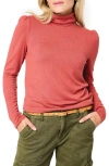 Gibsonlook Puff Sleeve Rib Turtleneck In Brown