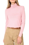 Gibsonlook Puff Sleeve Rib Turtleneck In Pink