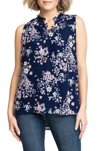 Gibsonlook Respect The Ruffle Sleeveless Top In Blue