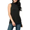 Gibsonlook Ribbed High-low Mock Neck Tunic Tank In Black