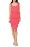 Gibsonlook Ruched Tank Dress In Coral Poppy