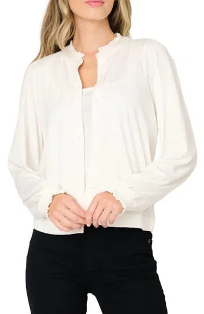 Gibsonlook Ruffle Accent Cardigan In Ivory