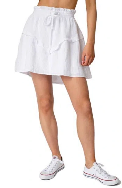 Gibsonlook Ruffle Cotton Gauze Drawstring Skirt In Off White