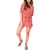 Gibsonlook Short Sleeve Tie Waist Romper