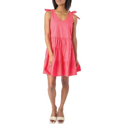 Gibsonlook Shoulder Bow Tiered Dress In Pink