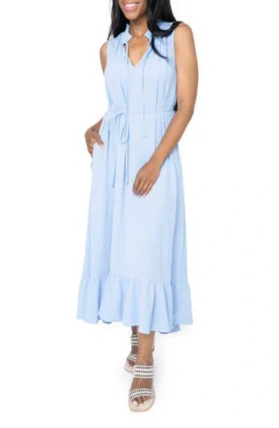 Gibsonlook Sienna Split Neck Tie Waist Ruffle Hem High-low Dress In Multi