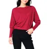 Gibsonlook Slouchy Luxe Boatneck Top In Cranberry