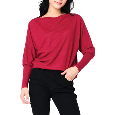 Gibsonlook Slouchy Luxe Boatneck Top In Cranberry