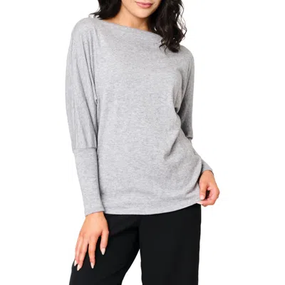 Gibsonlook Slouchy Luxe Boatneck Top In Gray