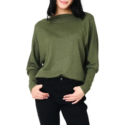 Gibsonlook Slouchy Luxe Boatneck Top In Martini Olive