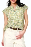 Gibsonlook Split Neck Cap Sleeve High-low Top In Secret Garden