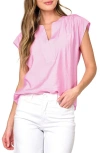 Gibsonlook Split Neck Cap Sleeve High-low Top In Solid Lilac