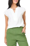 Gibsonlook Split Neck Cap Sleeve High-low Top In White