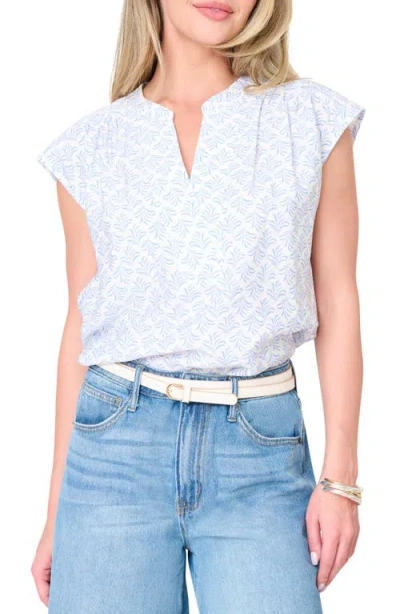 Gibsonlook Split Neck Cap Sleeve High-low Top In Blue