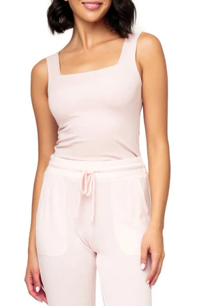 Gibsonlook Square Neck Ponte Tank Bodysuit In Rose Dust