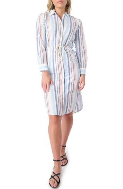 Gibsonlook Stripe Long Sleeve Midi Shirtdress In Multi