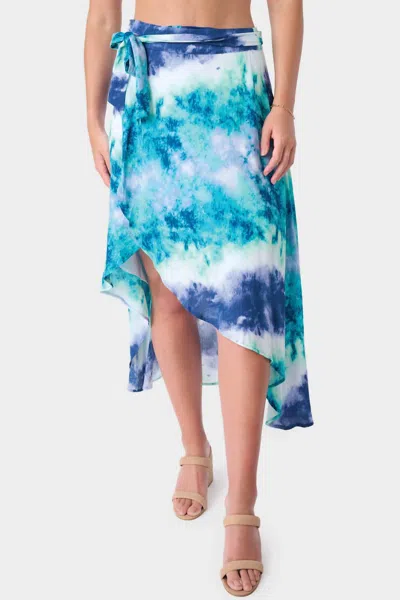 Gibsonlook Sunrise Hi Lo Wrap Skirt In Watercolor Lake Print In Animal Print