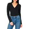 Gibsonlook Surplice Ponte Bodysuit In Black