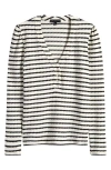 Gibsonlook The Amelia Stripe Henley Top In Cream/black Stripe