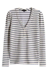 Gibsonlook The Amelia Stripe Henley Top In Cream/indigo Stripe