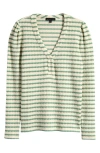 Gibsonlook The Amelia Stripe Henley Top In Cream/mint Stripe