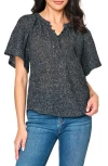 Gibsonlook The Jordan Open Stitch Flutter Sleeve Sweater In Black
