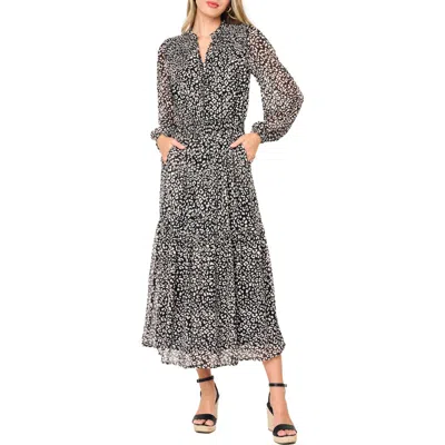 Gibsonlook The Leyla Floral Print Long Sleeve Maxi Dress In Black
