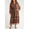 Gibsonlook The Leyla Print Smocked Long Sleeve Maxi Dress In Multi
