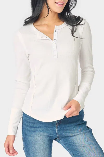 Gibsonlook Thermal Long Sleeve Henley Tee In White