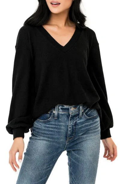 Gibsonlook Tie Back Rib Sweater In Black