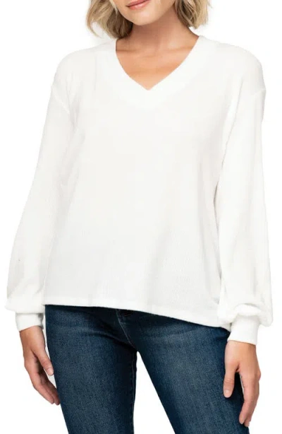 Gibsonlook Tie Back Rib Sweater In White